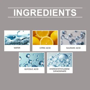 Detailed ingredient list for car rust removal spray featuring citric acid and water