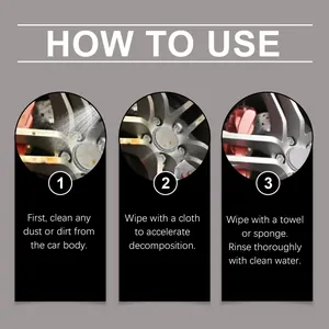 Step-by-step instructional guide showing how to use car rust removal spray on wheels