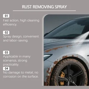 Effective car rust removing spray details showing metal surface cleaning results