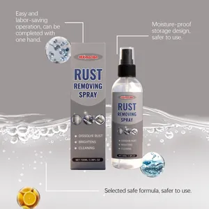 Detail view of Hikmario 100ml rust removing spray bottle and professional packaging box