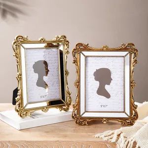 Vintage verzierter goldener Fotorahmen aus Harz im französischen Stil für 5x7 Zoll