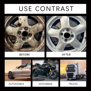 Rust removal spray before and after effect on car wheels for automobiles and trucks