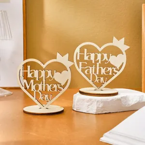 Set of laser-cut wooden heart ornaments for Mother's Day and Father's Day decor