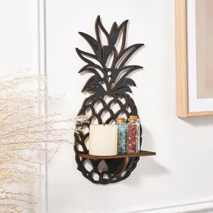 Étagère murale créative en bois en forme d'ananas avec motif de treillis ajouré chic