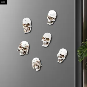 Magneti da Frigo a Forma di Teschio in Resina Sintetica Vintage Halloween Retro Gotico Tre Teschi Saggi Arredo