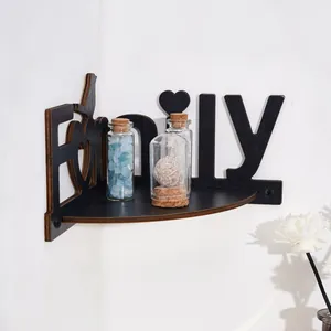 Creative wooden Family-shaped corner shelf for elegant home decor and wall storage