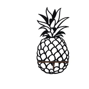 Étagère murale créative en bois en forme d'ananas noir ajouré minimaliste