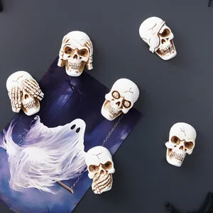 Magneti per frigorifero a forma di teschio vintage in resina per decoro Halloween
