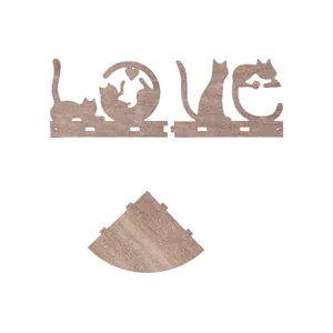 Ξύλινο ράφι τοίχου γάτας LOVE διακοσμητικό γωνιακό ράφι οργάνωσης αποθήκευσης σπιτιού