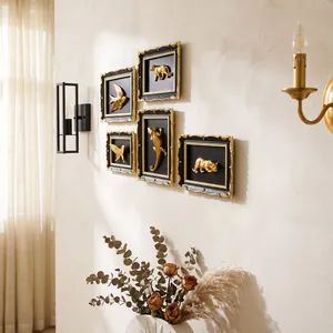 Retro Black Gold Resin Photo Frame DIY Wall Decoration European Baroque Style Relief Butterfly Leopard Lizard Swallow Wall Ornament