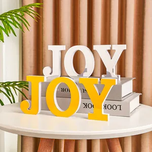 Creative mirror finish yellow and white JOY letter ornaments for home and tabletop decoration