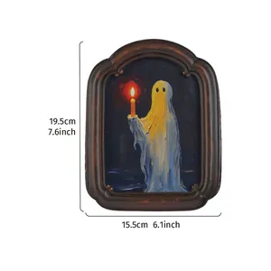 Vintage Barock Bilderrahmen mit süßem Geist und Kerze, Halloween Tischdekoration für zu Hause