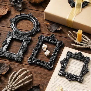 Mini cadres photo gothiques vintage finition noire usée pour accessoires Halloween