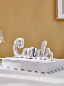 Elegant mirror silver PVC Cards letter sign ornament for wedding or home tabletop decor.