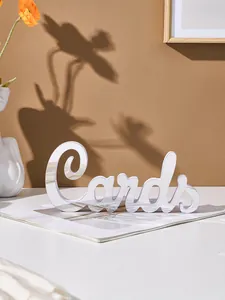Artistic white "Cards" letter table decor made of durable PVC with elegant marble finish