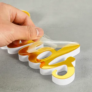 Gold mirror acrylic letter decoration with white Chevron board base and protective film