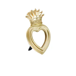 Vintage gold crown heart-shaped tabletop vanity mirror for elegant bedroom decoration