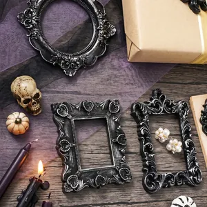 Mini cadres photo gothiques rétro avec finition argentée pour accessoires d'Halloween