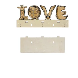 Estante de pared decorativo LOVE de madera con animales para dormitorio