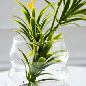 Transparente Glasvase im Raupen-Design für moderne Heimdekoration und Blumenarrangements.