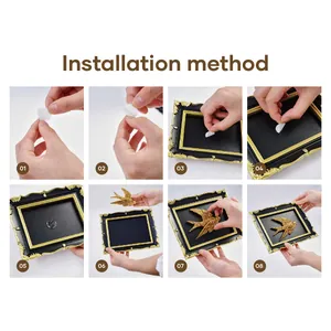 Step-by-step installation guide for DIY vintage black gold frame with golden swallow