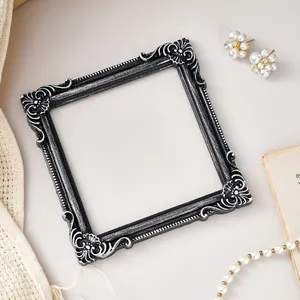 Vintage European style embossed black square frame photography prop for elegant jewelry display