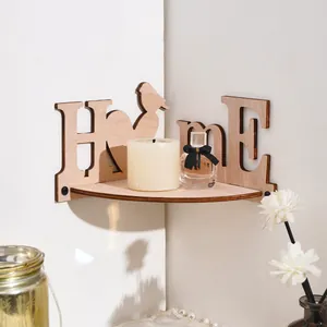 Creative wooden HOME bird corner shelf for minimalist and cozy living room decoration