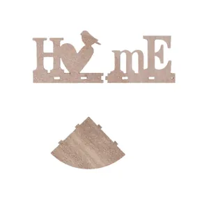 Creative wooden wall shelf with 'HOME' bird and heart design for home decoration