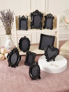 Set de mini marcos de fotos negros vintage decorados para decoración y fotografía