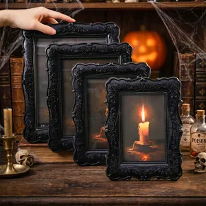 Marcos de fotos vintage negros en relieve para decoración gótica de Halloween