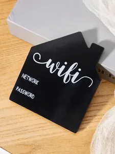 Minimalist house-shaped black WiFi password sign for desk decor home and hotel use