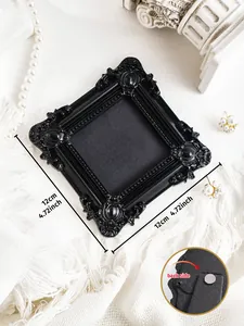 Ornate black vintage magnetic mini frame, 12x12cm size detail with back side view