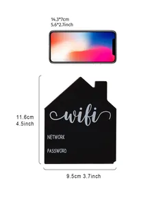 Detailed dimensions of a house-shaped black WiFi password sign for home and hotel decor