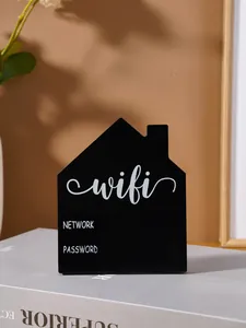 Black house-shaped WiFi password sign board for hotel and home desktop decoration