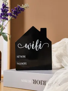 Black house-shaped WiFi password information sign for home and hotel desktop decoration