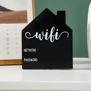 House Shaped Plastic WiFi Password Sign Board Tabletop Display Ornament Plaque Decor For Home Hotel Bar Cafe Counter