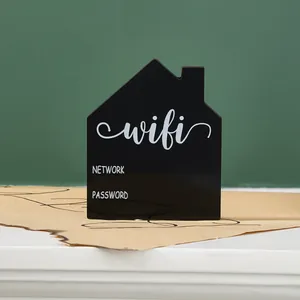 Black house-shaped WiFi password sign plaque for desktop home and hotel decoration
