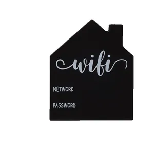 Minimalist house-shaped black PVC WiFi sign for network and password display decoration