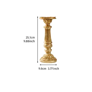 Candelabro vintage dorado tallado con dimensiones: 25,1 cm de alto y 9,6 cm de base