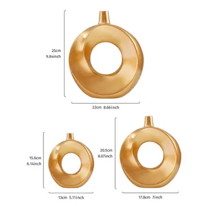 Vaso in resina ciambella dorata minimalista set di ornamenti floreali circolari