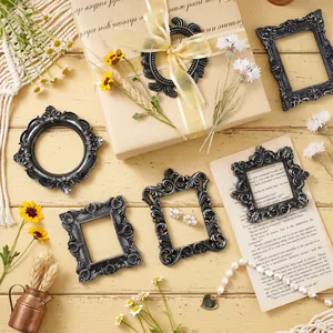 Set of vintage black silver resin picture frames for creative photography props