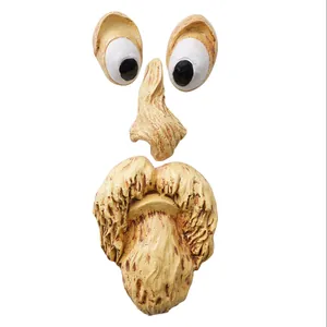 Funny resin tree face garden decoration with old man features set