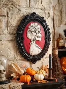 Atmosphärische Ansicht eines gotischen Skelett-Reliefs in einer Halloween-Umgebung