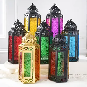 Marokkaanse Vintage IJzeren Kandelaar Lantaarn Retro Hangende Kandelaar Voor Romantische Tafel Decoratie Huis