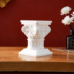 Portavelas decorativo de columna romana blanca con estilo jónico clásico para decoración vintage