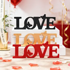 Romantic wedding butterfly LOVE letter table sign red gold black party decor main image
