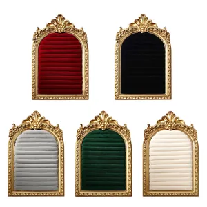 Vintage European style arched velvet jewelry display frames for ring and earring organization