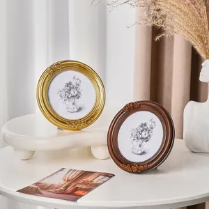Vintage runder Fotorahmen mit Rosenrelief für luxuriöse Tischdekoration