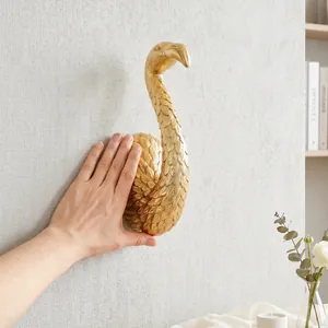 Decorazione murale a forma di fenicottero dorato in resina 3D per casa in stile nordico