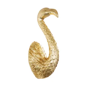 Elegante decorazione murale fenicottero cigno dorato scultura animale in resina arte moderna